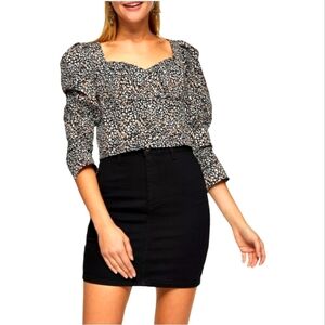 Topshop Women's Animal Print on Black Corset Crop Top